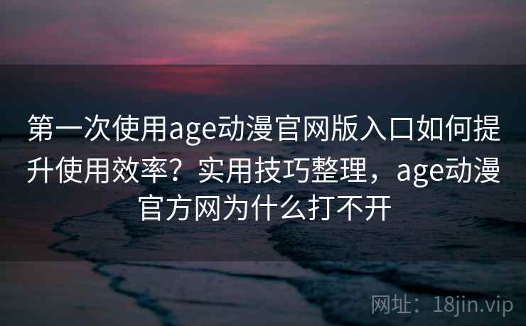 第一次使用age动漫官网版入口如何提升使用效率？实用技巧整理，age动漫官方网为什么打不开