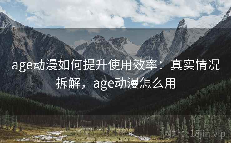 age动漫如何提升使用效率：真实情况拆解，age动漫怎么用