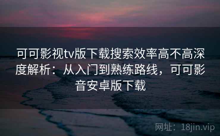 可可影视tv版下载搜索效率高不高深度解析：从入门到熟练路线，可可影音安卓版下载