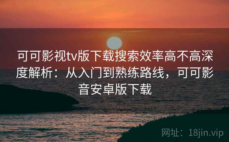 可可影视tv版下载搜索效率高不高深度解析：从入门到熟练路线，可可影音安卓版下载